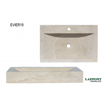 EVIER TRAVERTIN BEIGE 70X45CM HAUTEUR 10CM   LIGHT