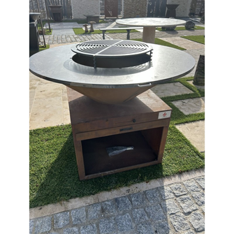 BRASERO CORTEN DIAMETRE 120CM H.75CM SUR SOCLE 50X50